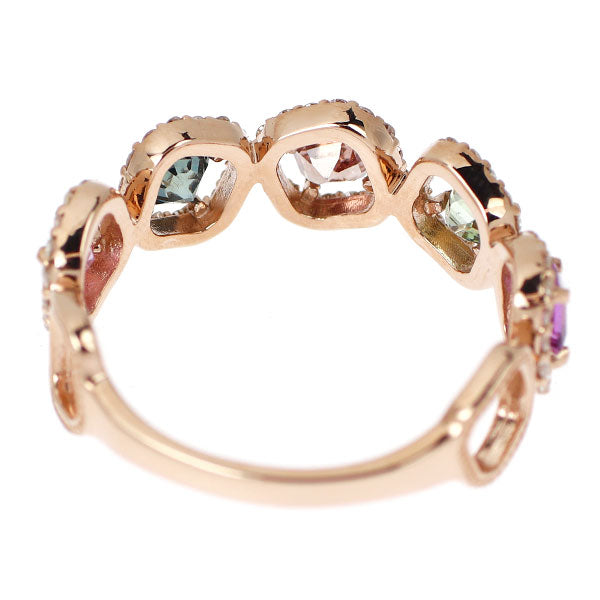 新品 K18PG マルチカラー サファイア ダイヤモンド リング 0.82ct D0.27ct