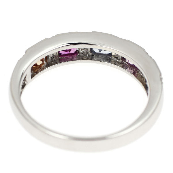 新品 Pt900 マルチカラー サファイア ダイヤモンド リング 0.85ct D0.16ct