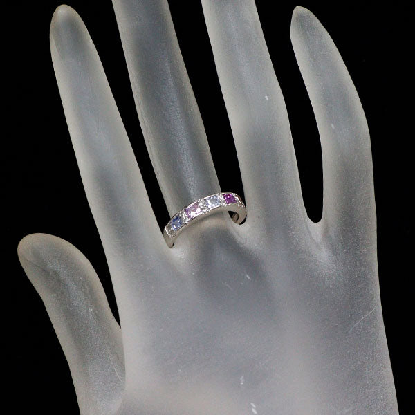 新品 Pt900 マルチカラー サファイア ダイヤモンド リング 0.85ct D0.16ct