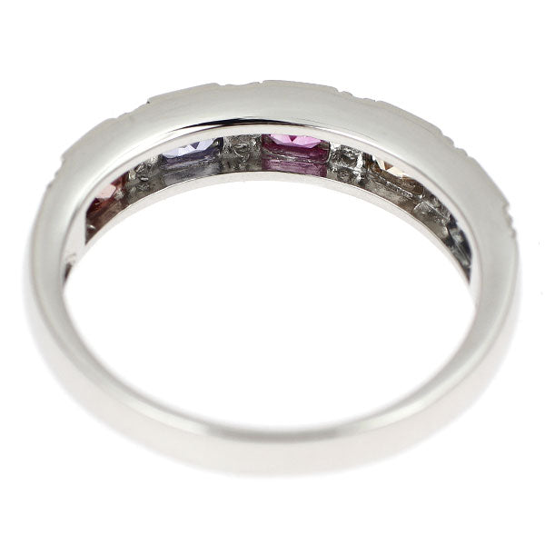 新品 Pt900 マルチカラー サファイア ダイヤモンド リング 0.85ct D0.16ct