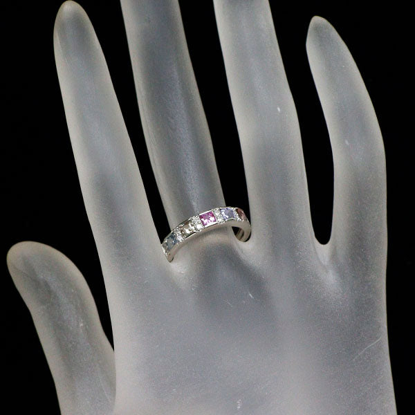 新品 Pt900 マルチカラー サファイア ダイヤモンド リング 0.85ct D0.16ct