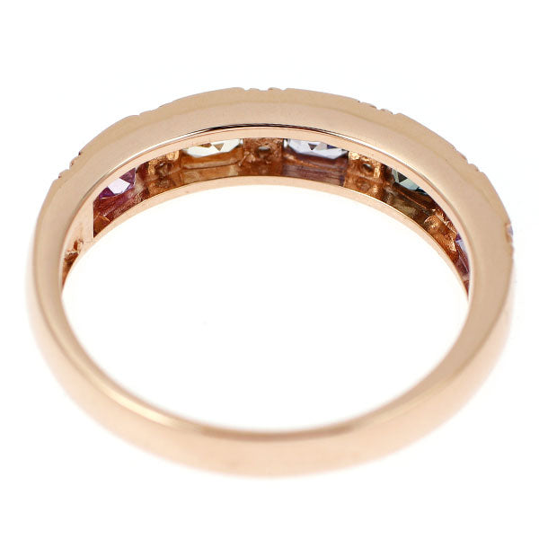 新品 K18PG マルチカラー サファイア ダイヤモンド リング 0.87ct D0.15ct