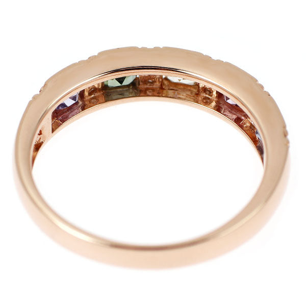 新品 K18PG マルチカラー サファイア ダイヤモンド リング 0.86ct D0.15ct