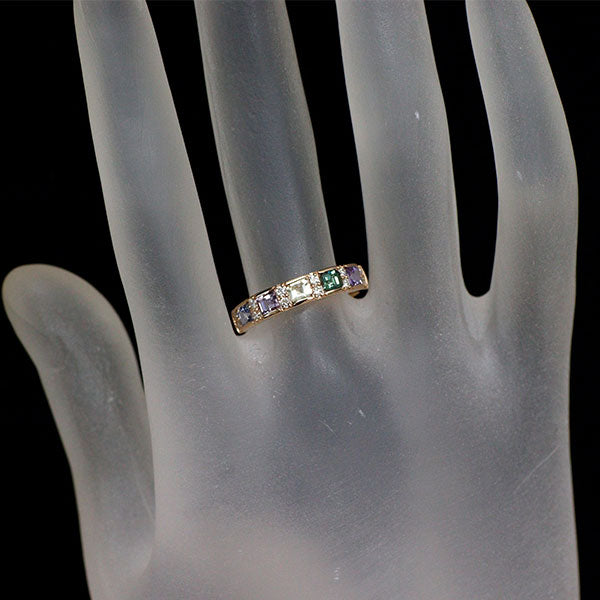 新品 K18PG マルチカラー サファイア ダイヤモンド リング 0.86ct D0.15ct