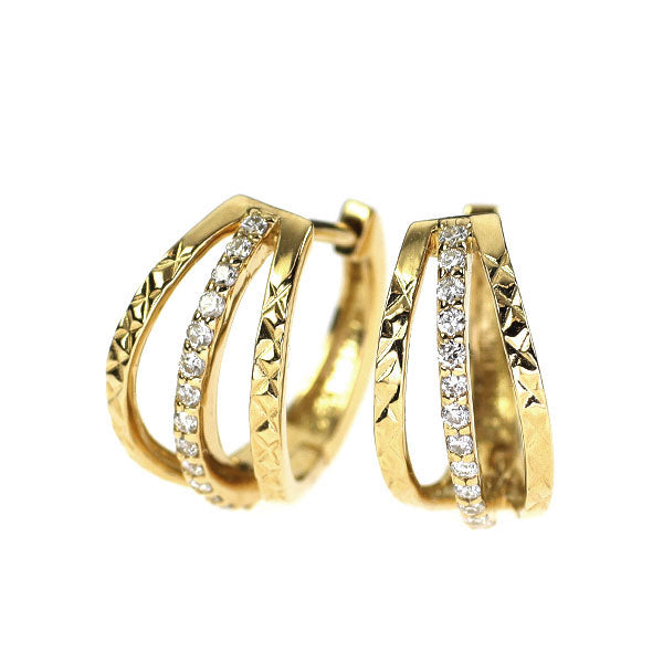 K18YG ダイヤモンド フープ ピアス 0.14ct
