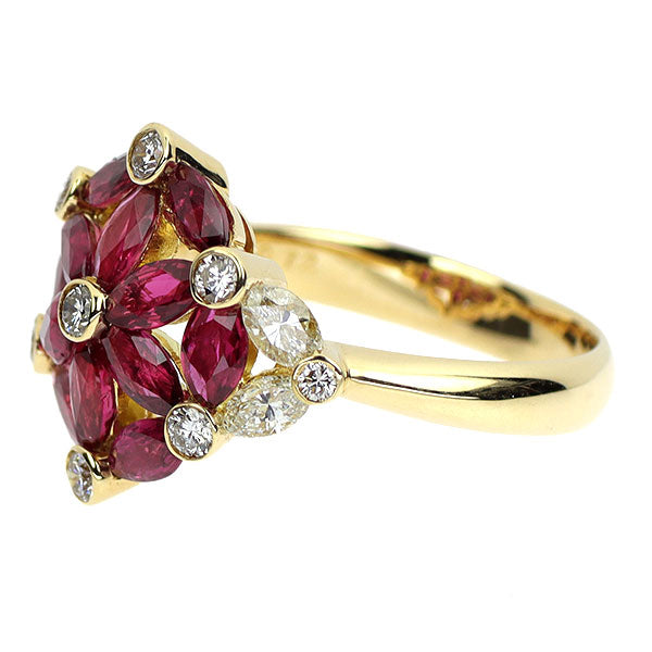 K18YG ルビー ダイヤモンド リング 2.10ct D0.72ct