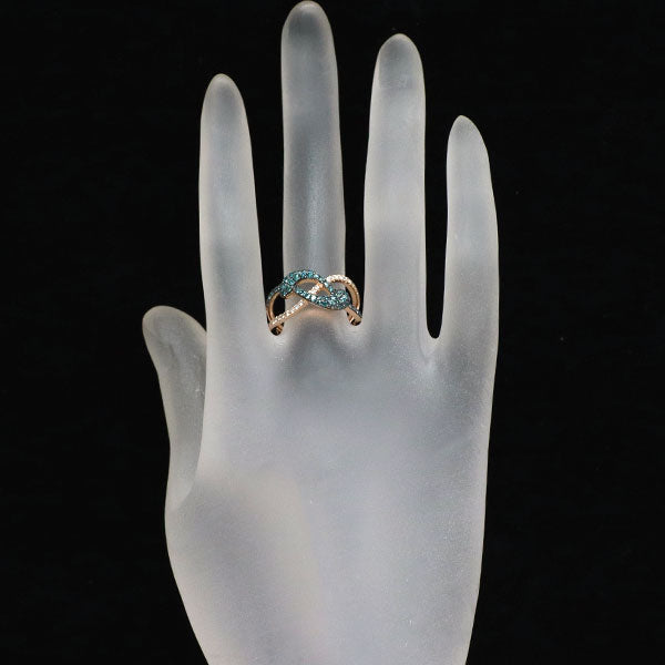 ブラックメッキ/K18PG トリートブルーダイヤモンド リング 0.50ct D0.14ct