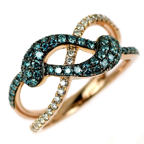 ブラックメッキ/K18PG トリートブルーダイヤモンド リング 0.50ct D0.14ct
