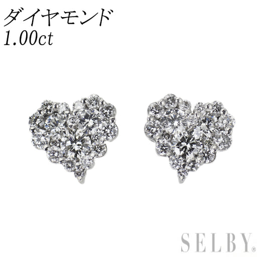 K18WG ダイヤモンド ピアス 1.00ct ハート — セルビーオンラインストア