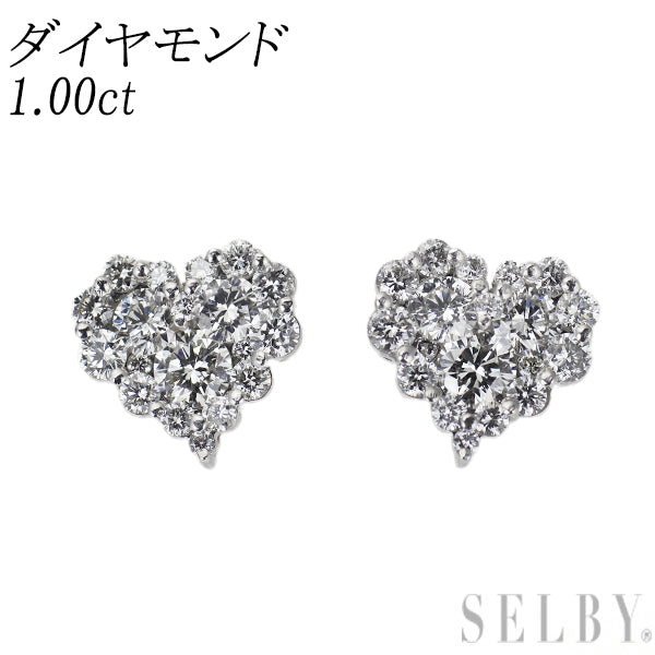 K18WG ダイヤモンド ピアス 1.00ct ハート
