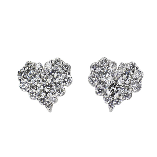 K18WG ダイヤモンド ピアス 1.00ct ハート