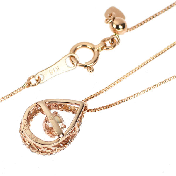 K18PG ダイヤモンド ペンダントネックレス 0.20ct D0.18ct ダンシング