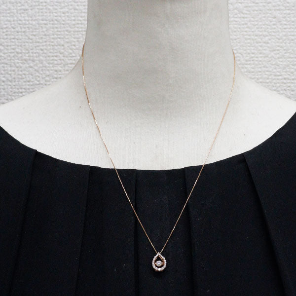 K18PG ダイヤモンド ペンダントネックレス 0.20ct D0.18ct ダンシング