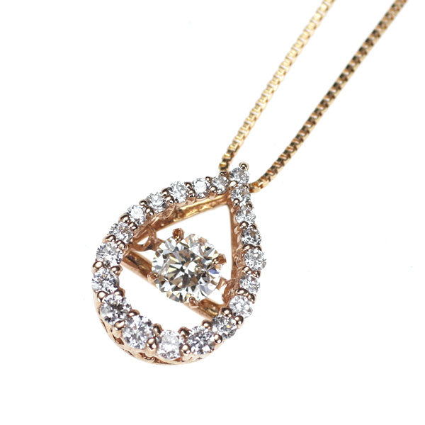 K18PG ダイヤモンド ペンダントネックレス 0.20ct D0.18ct ダンシング