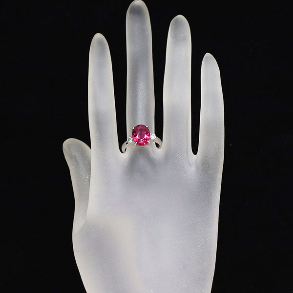 Pt900 ルベライト ダイヤモンド リング 3.07ct D0.21ct