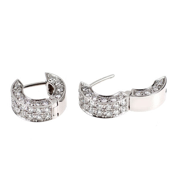 K18WG ダイヤモンド ピアス 1.30ct パヴェ フープ