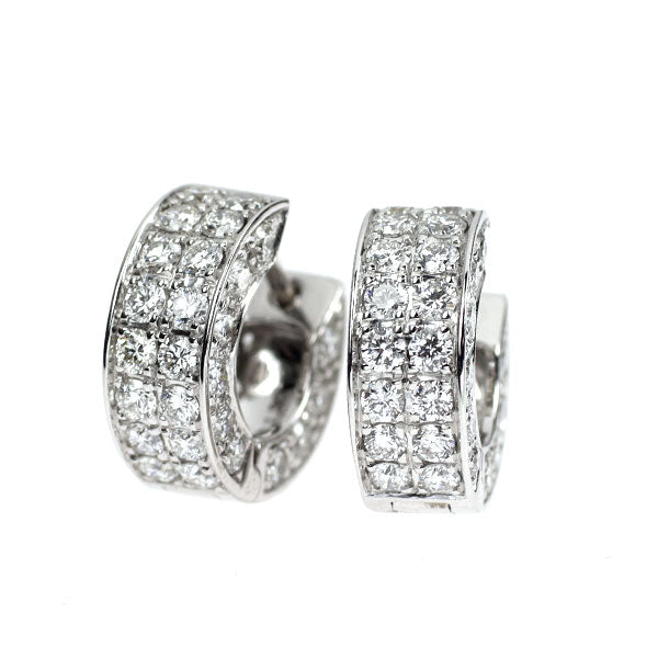 K18WG ダイヤモンド ピアス 1.30ct パヴェ フープ