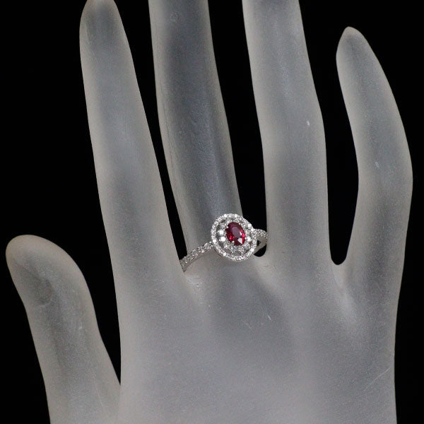 Pt900 ルビー ダイヤモンド リング 0.42ct D0.45ct