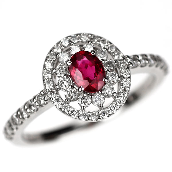 Pt900 ルビー ダイヤモンド リング 0.42ct D0.45ct