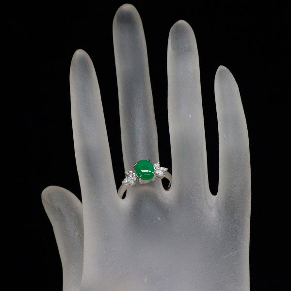 K18WG 翡翠 ダイヤモンド リング 1.74ct D0.43ct