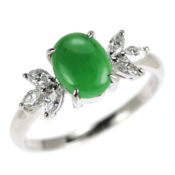 K18WG 翡翠 ダイヤモンド リング 1.74ct D0.43ct