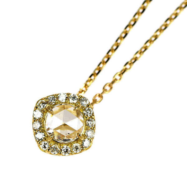 K18YG ローズカット ダイヤモンド ペンダントネックレス 0.10ct D0.07ct