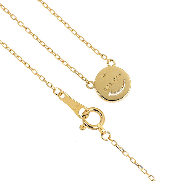 K18YG ブラックダイヤモンド ペンダントネックレス 0.02ct D0.13ct スマイル