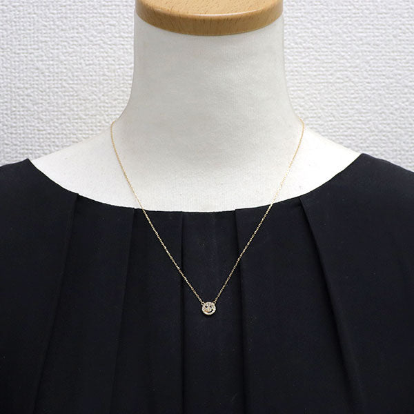 K18YG ブラックダイヤモンド ペンダントネックレス 0.02ct D0.13ct スマイル