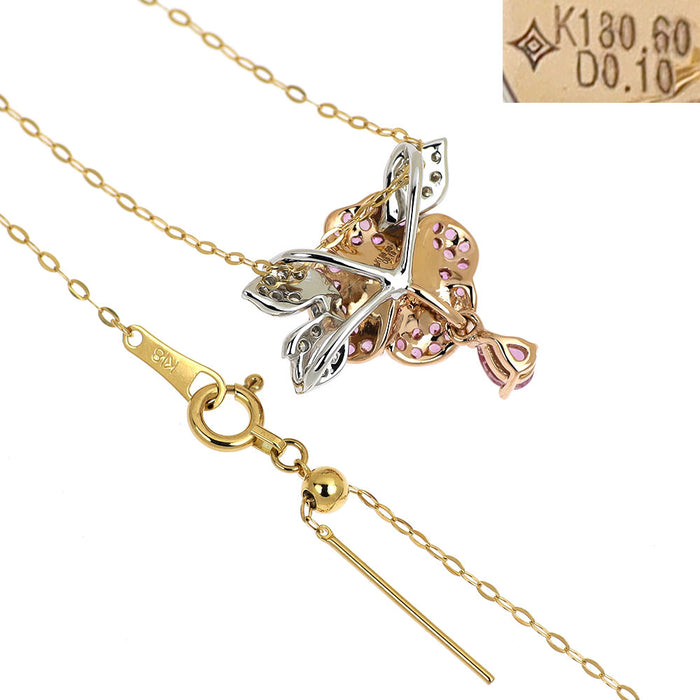 GSTV K18YG/WG/PG ピンクサファイア ダイヤモンド ペンダントネックレス 0.60ct D0.10ct 薔薇