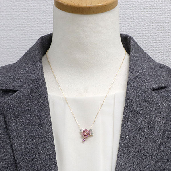 GSTV K18YG/WG/PG ピンクサファイア ダイヤモンド ペンダントネックレス 0.60ct D0.10ct 薔薇