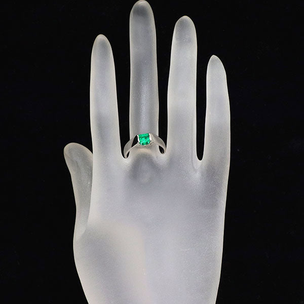 Pt900 エメラルド ダイヤモンド リング 0.48ct D0.07ct