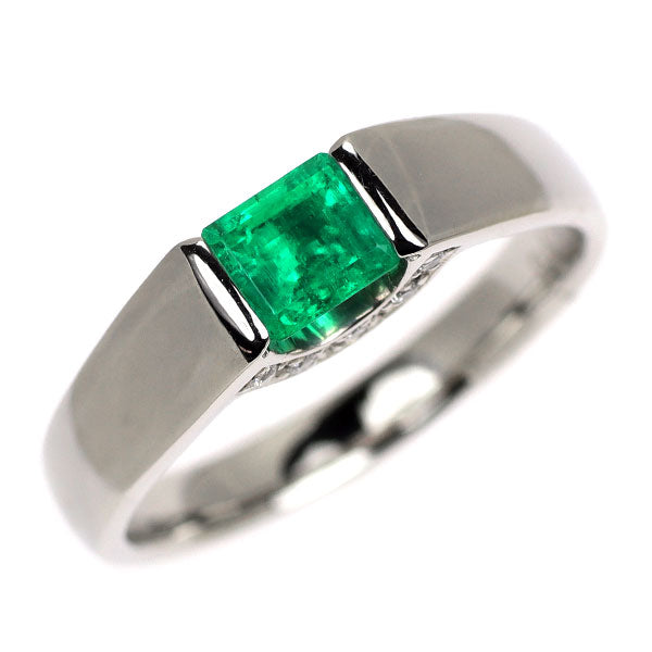 Pt900 エメラルド ダイヤモンド リング 0.48ct D0.07ct