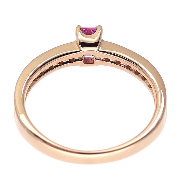 K18PG ピンクサファイア ダイヤモンド リング 0.40ct D0.15ct