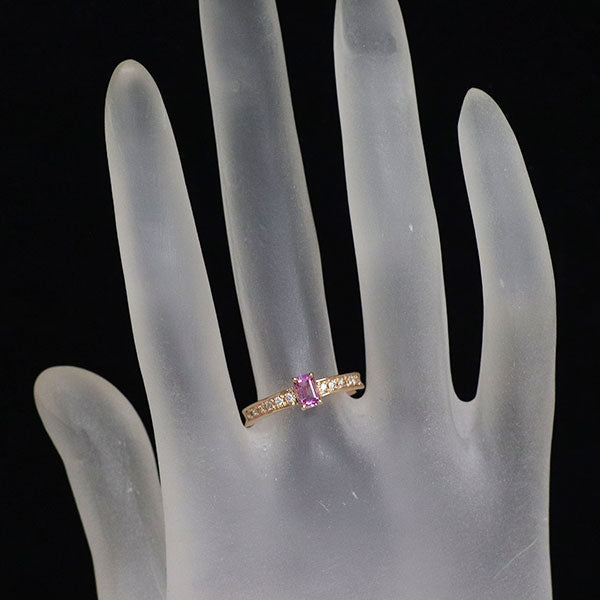K18PG ピンクサファイア ダイヤモンド リング 0.40ct D0.15ct