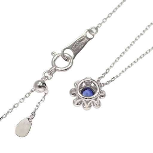K18WG サファイア ダイヤモンド ペンダントネックレス 0.12ct D0.05ct