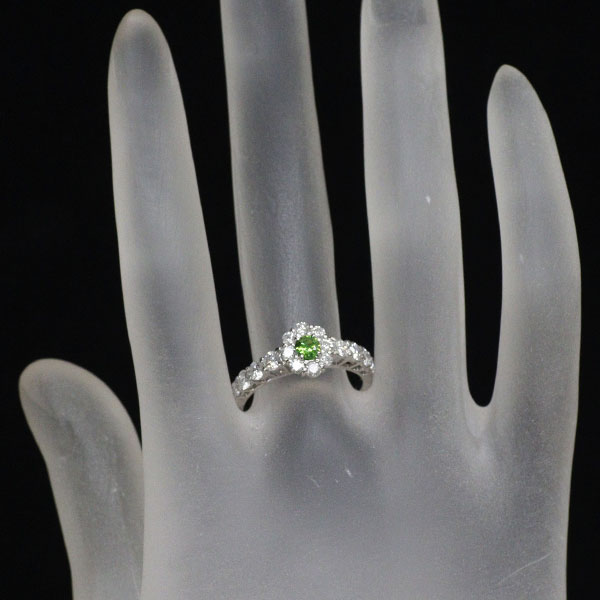 希少 Pt900 デマントイドガーネット ダイヤモンド リング 0.18ct D0.93ct