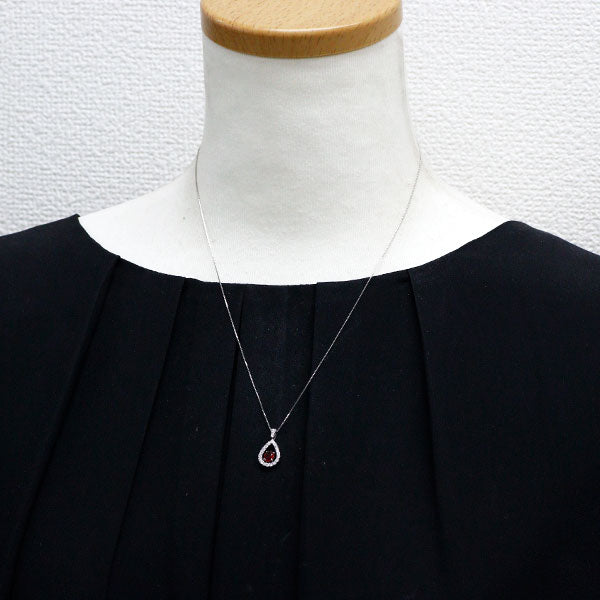 Pt900/ Pt850 非加熱ピジョンブラッドルビー ダイヤモンド ペンダントネックレス 0.44ct D0.27ct