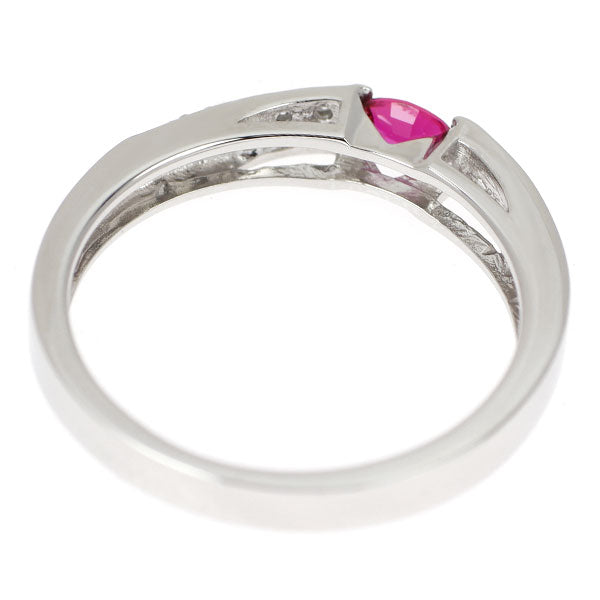 Pt950 非加熱ピジョンブラッド ルビー ダイヤモンド リング 0.20ct D0.05ct