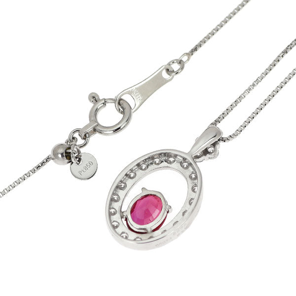 Pt900/ Pt850 非加熱ピジョンブラッド ルビー ダイヤモンド ペンダントネックレス 0.43ct 0.28