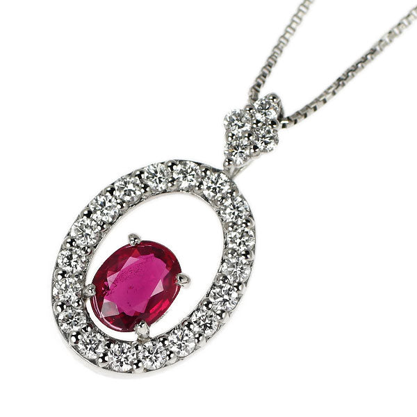 Pt900/ Pt850 非加熱ピジョンブラッド ルビー ダイヤモンド ペンダントネックレス 0.43ct 0.28