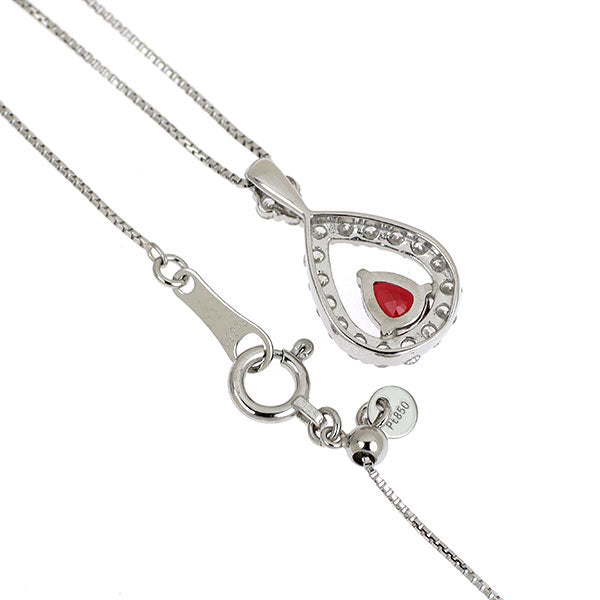 Pt900/ Pt850 非加熱ピジョンブラッドルビー ダイヤモンド ペンダントネックレス 0.24ct D0.25ct