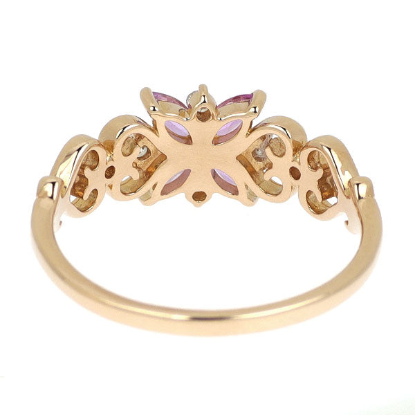 K18PG ピンクサファイア ダイヤモンド リング 0.39ct D0.12ct