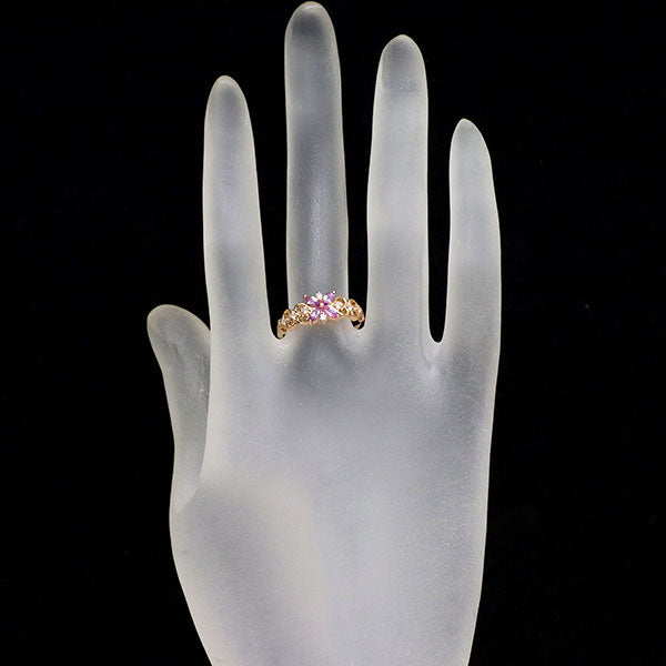 K18PG ピンクサファイア ダイヤモンド リング 0.39ct D0.12ct