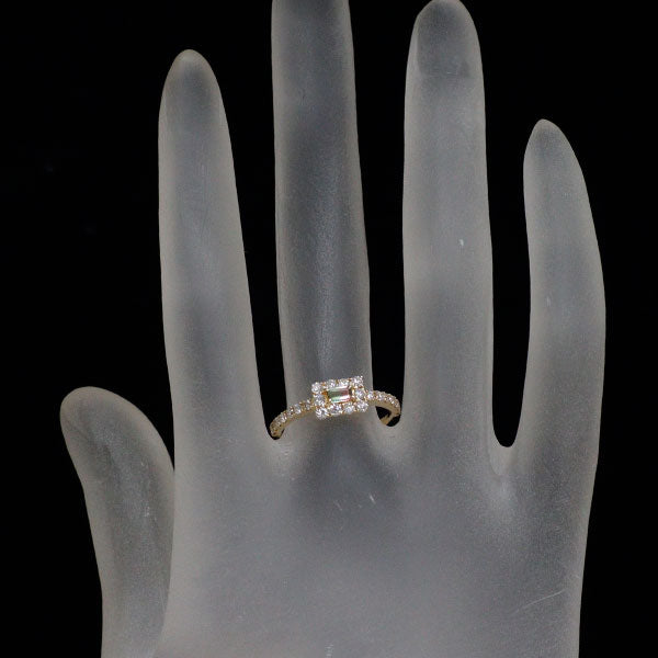 K18YG パーティカラードトルマリン ダイヤモンド リング 0.09ct D0.44ct