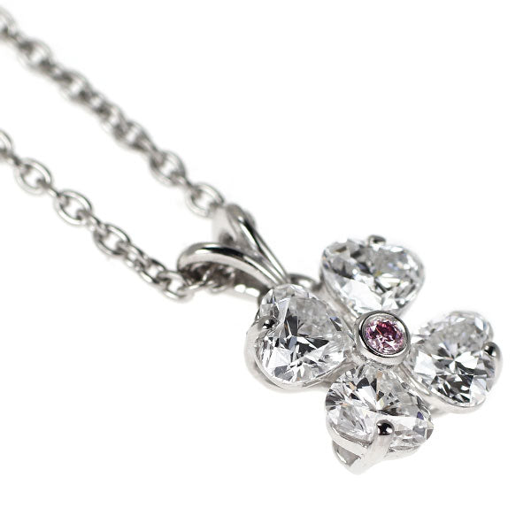 希少 Pt950/ Pt850 天然ピンクダイヤモンド ペンダントネックレス 0.03ct D1.272ct クローバー