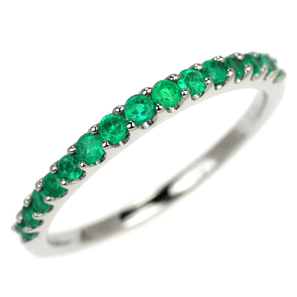 Pt950 エメラルド リング 0.35ct ハーフエタニティ