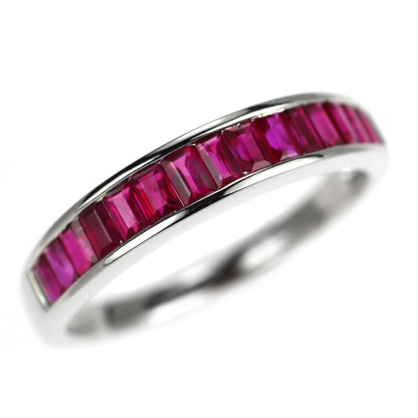 K18WG ルビー リング 1.13ct ハーフエタニティ