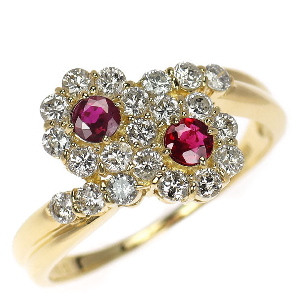 K18YG ルビー ダイヤモンド リング 0.38ct D0.85ct トワエモア
