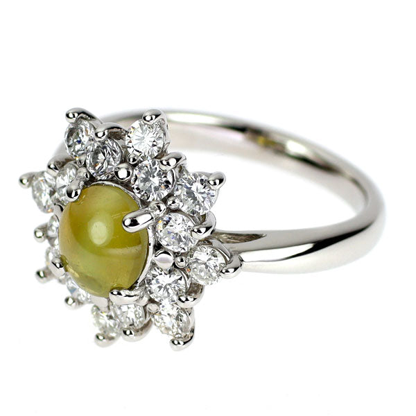 Pt900 クリソベリルキャッツアイ ダイヤモンド リング 1.70ct D0.97ct