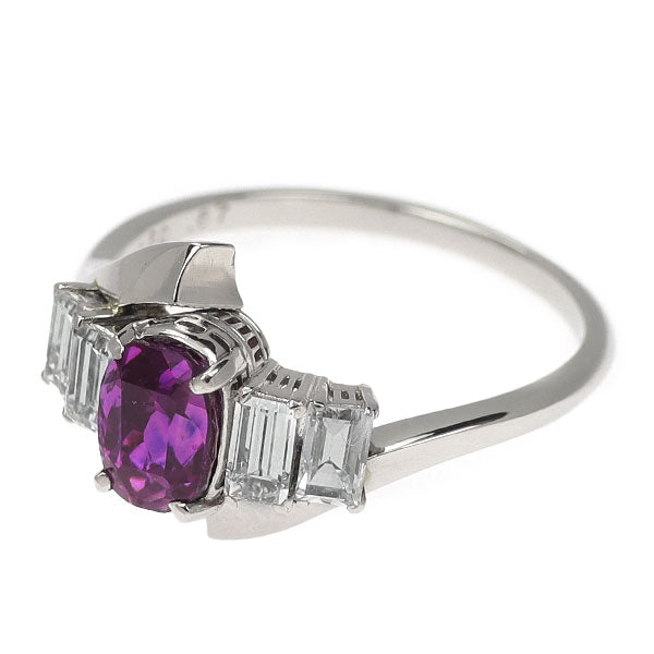 Pt900 パープルサファイア ダイヤモンド リング 1.50ct D0.67ct